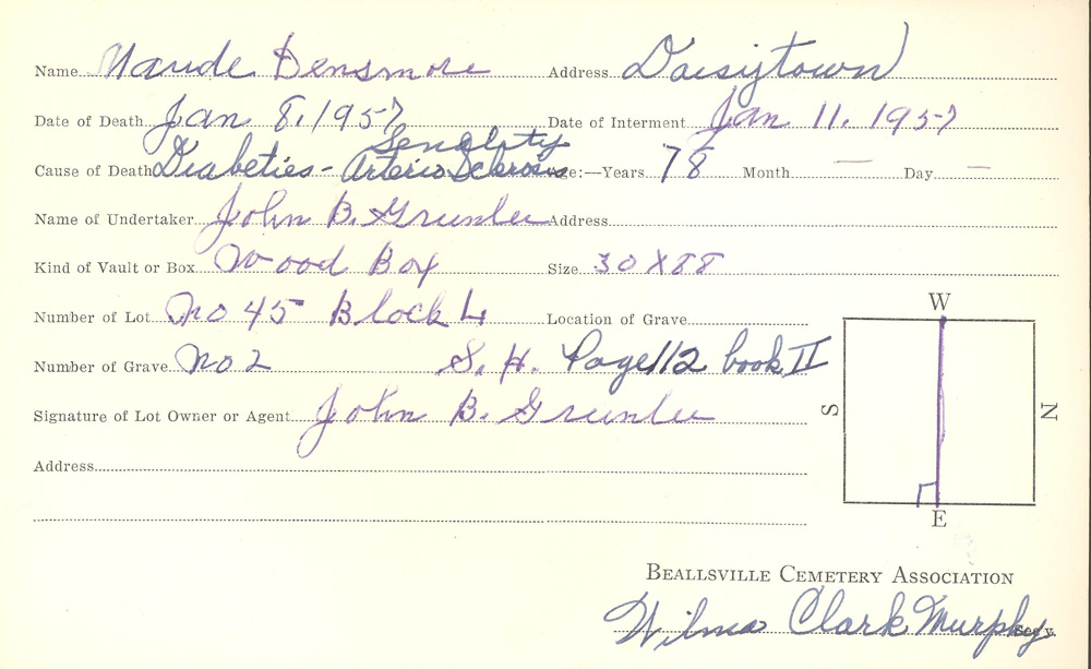 burial card